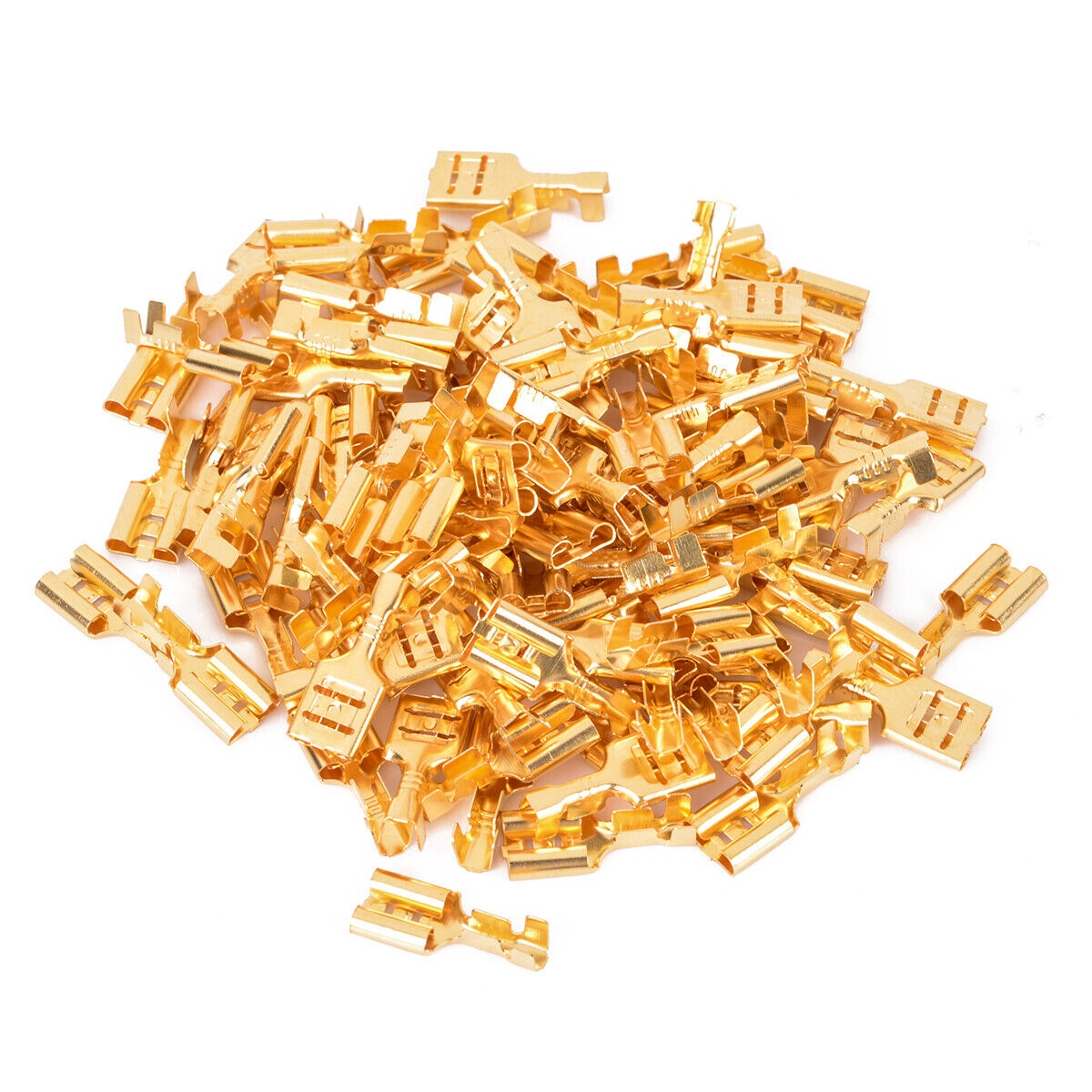 100Pcs 4.8mm Coppers Female Spade Crimp Terminals 22-16AWG 0.5mm Thickness