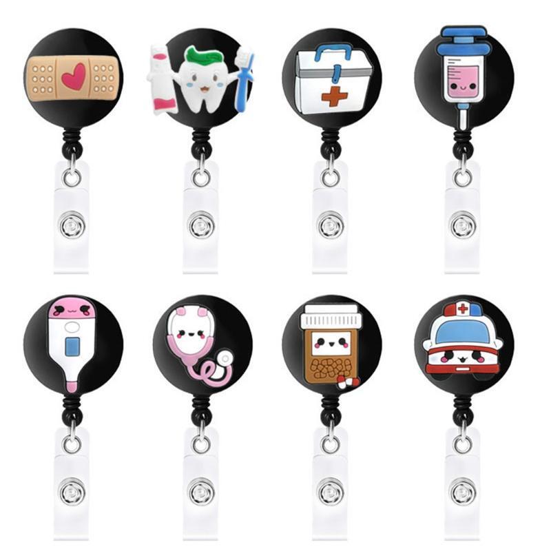8Pcs/Pack Mini Retractable Badge Holder Set Fit for ID Badges ID Card Whistles