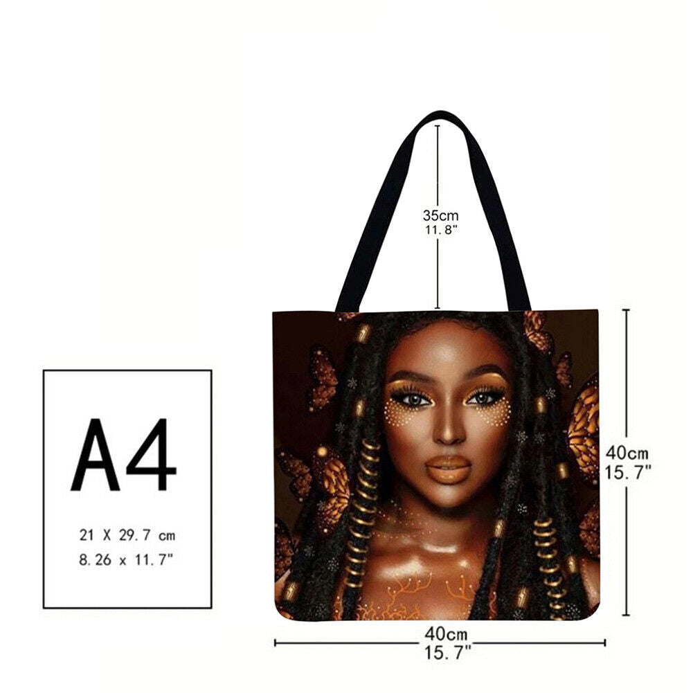 African girl Printed Shoulder Shopping Bag Casual Large Tote Handbag