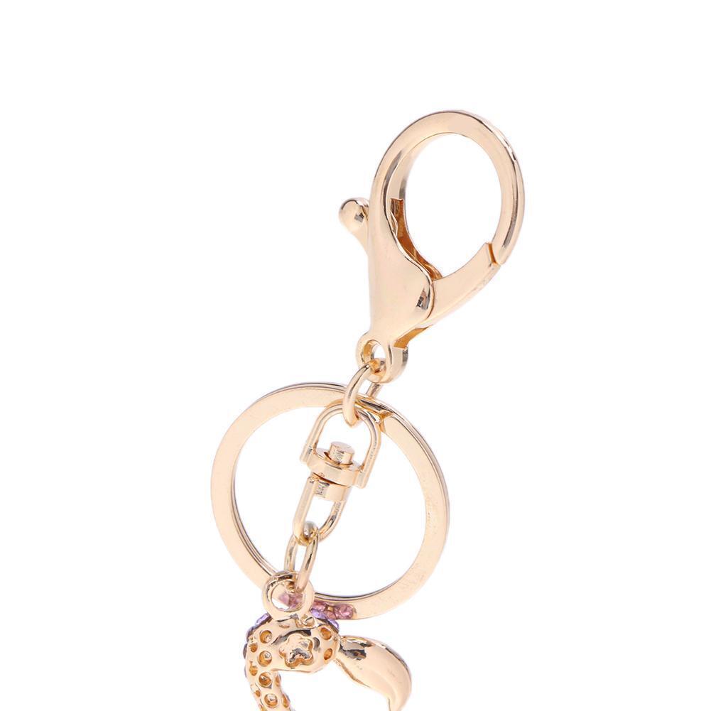 Animal Bird Key Chains for Car Rhinestone Bag Pendant Women Keyring(Pink)