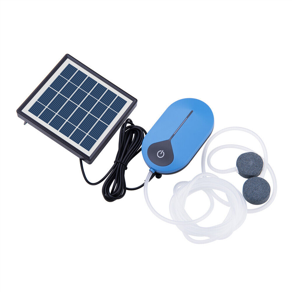 Aquarium Air Pump Pond Aerator Solar Powered Fish Tank Water Oxygen Pump