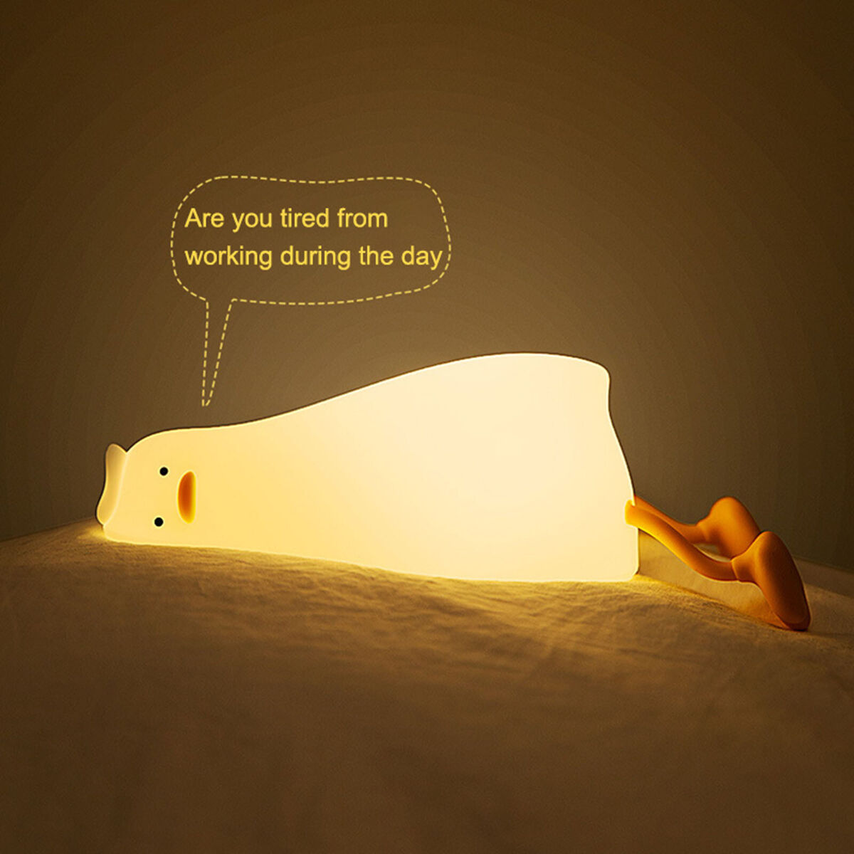 LED Night Light - Lying Duck Bedside Nursery Touch Lamp for Kids (Yellow)