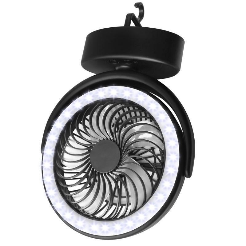 Portable Camping Fan with LED Lantern 4000mAh Battery Operated USB Desk Fan