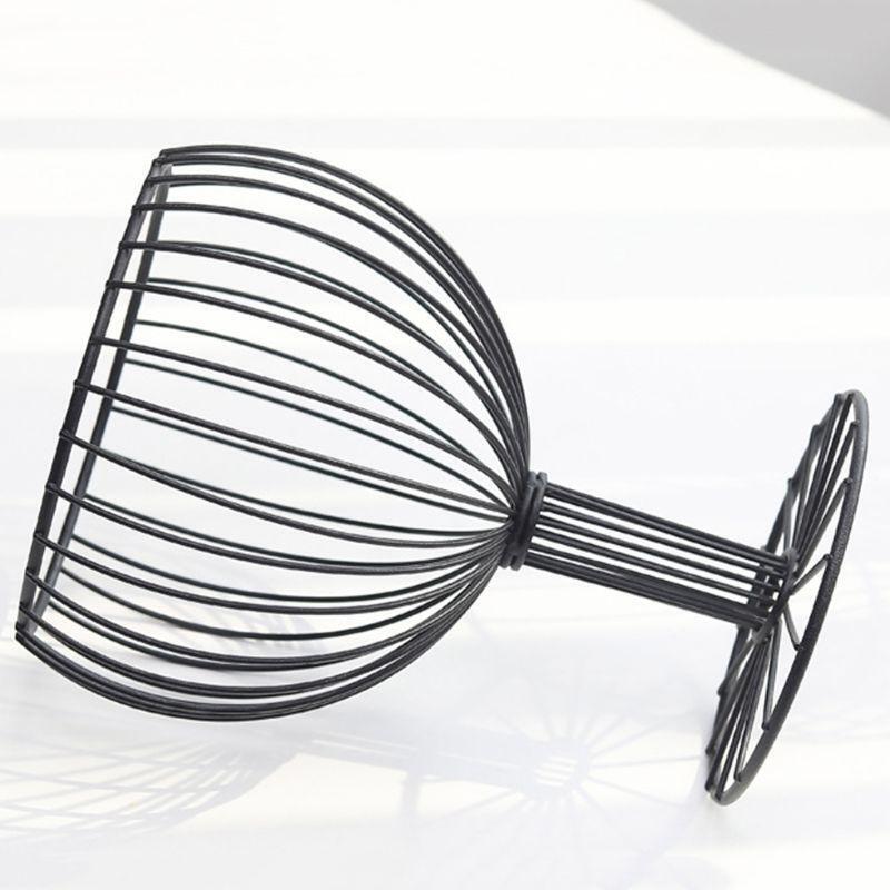 Fruit Basket Vegetable Bowl like Wine Cup Geometric Hollow Iron Crafts Home Room