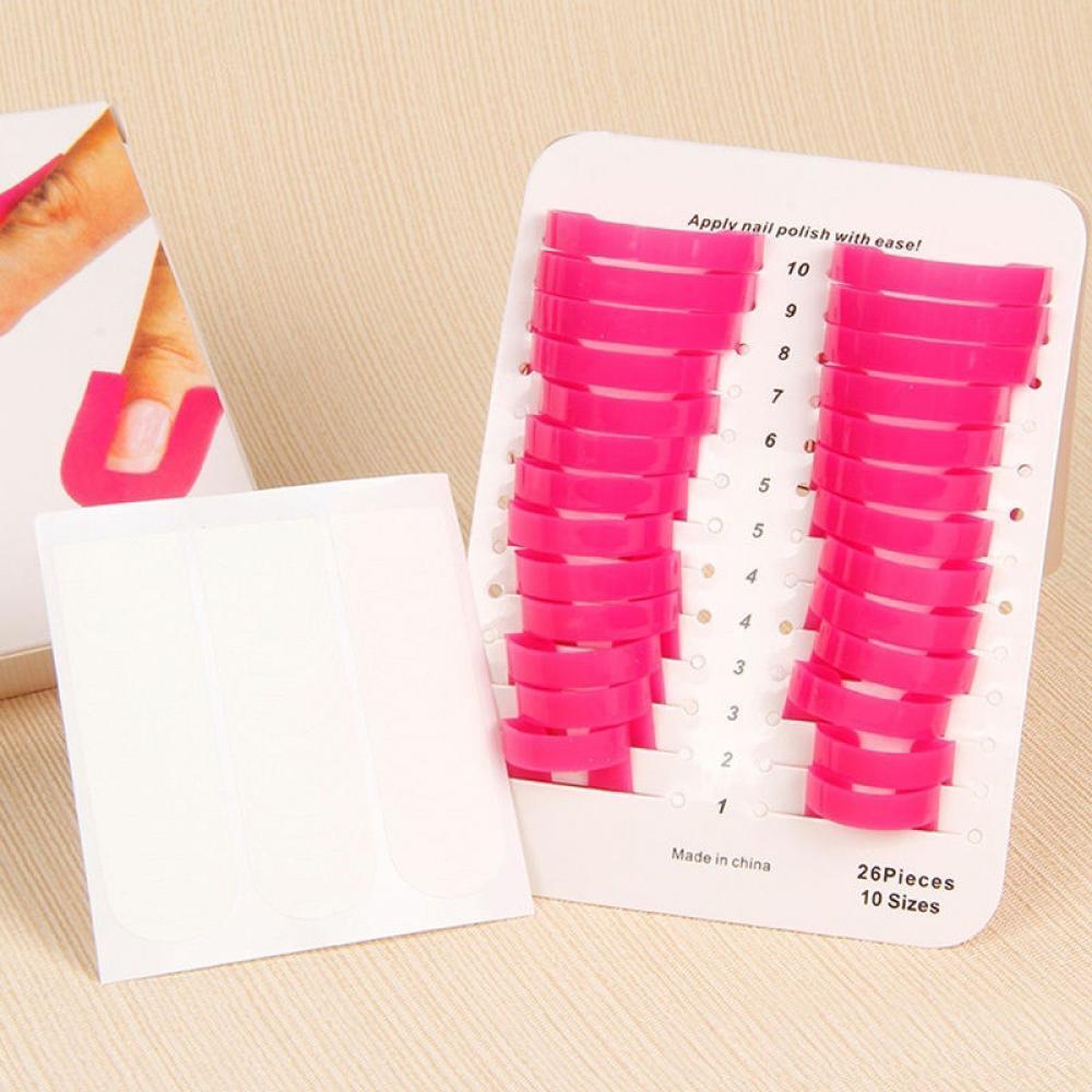 26pcs Tips Case Finger Cover Shield Stencil Tool Nail Polish Mold Protector