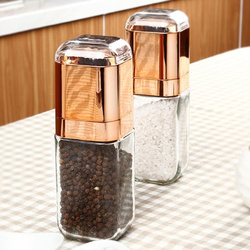 Portable Manual Salt And Pepper Mill Glass Bottle Spice Seasoning Grinder Muller