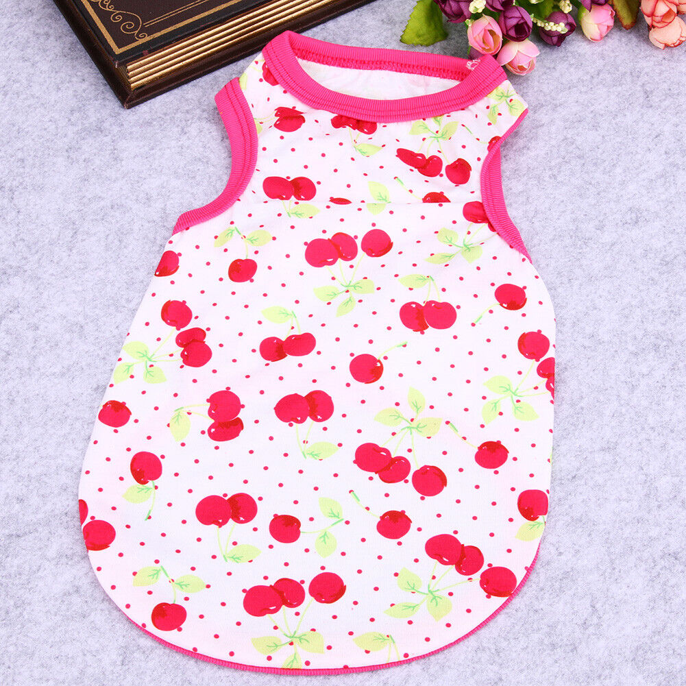 Spring Summer Puppy Small Dog Vest Clothes Pet Shirt (Cherry  Red)(XS)