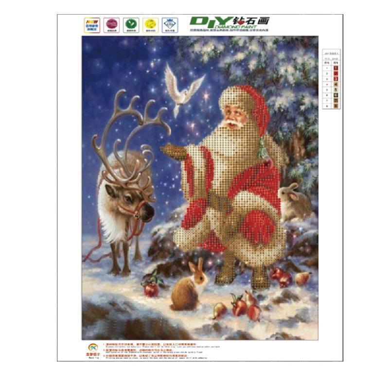 DIY 5D Diamond Painting Snow Christmas Santa Claus Cross Stitch Kit Home Decor