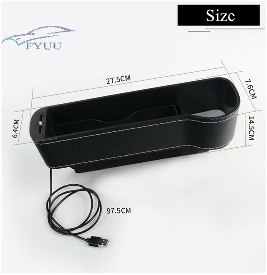 2 Pcs 7 Colors LED Atmosphere Light Car Seat Storage Box Dual USB Charging Port