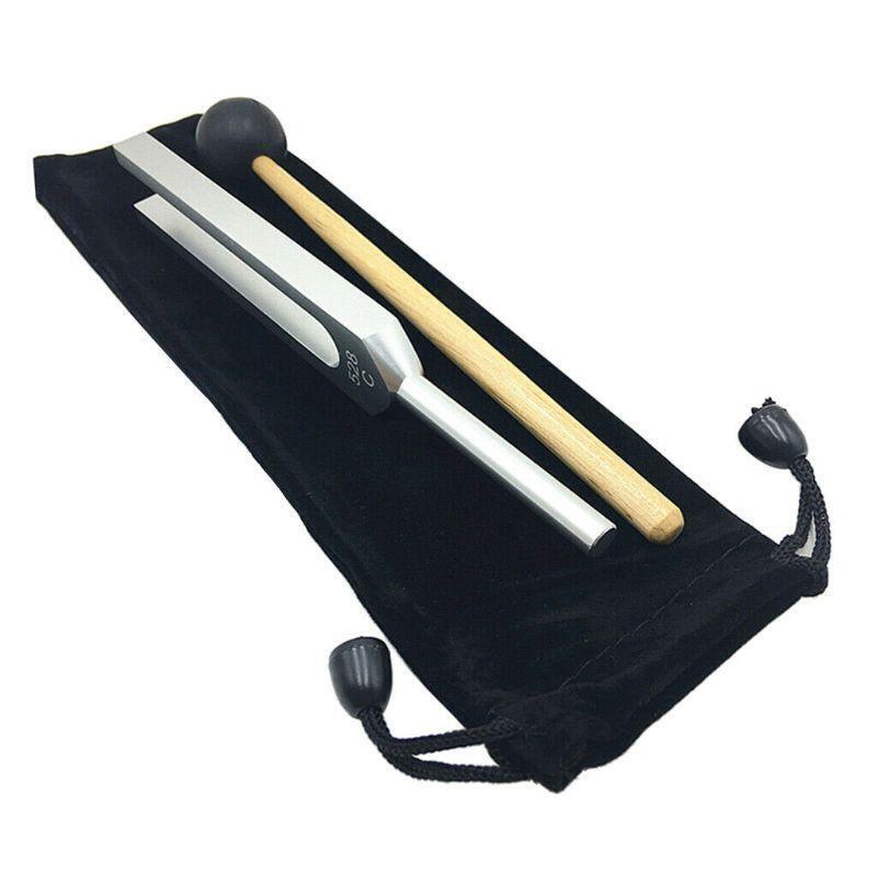 528 Hz Tuning Fork with Silicone Hammer Cleaning Cloth for Healing Relaxation