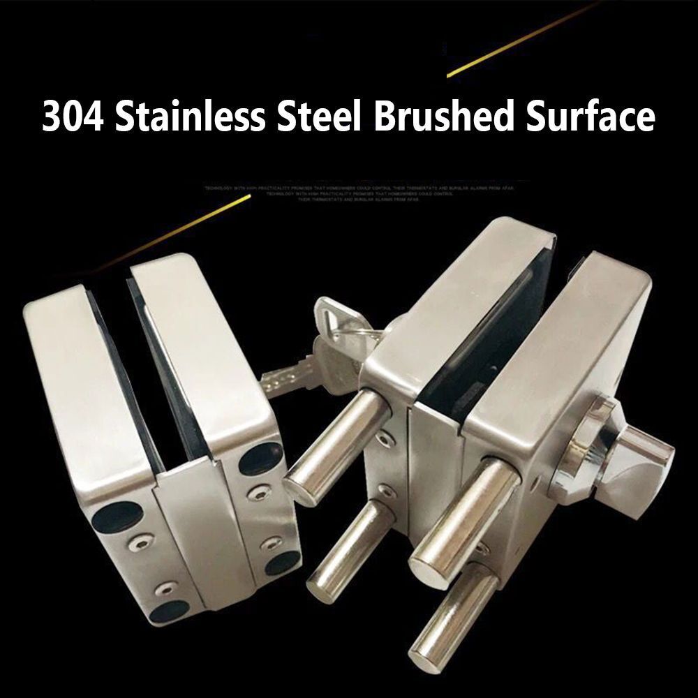 Security Home 10-12mm Glass Lock Double Glass Door Lock 4 Bolts Both Sides Open