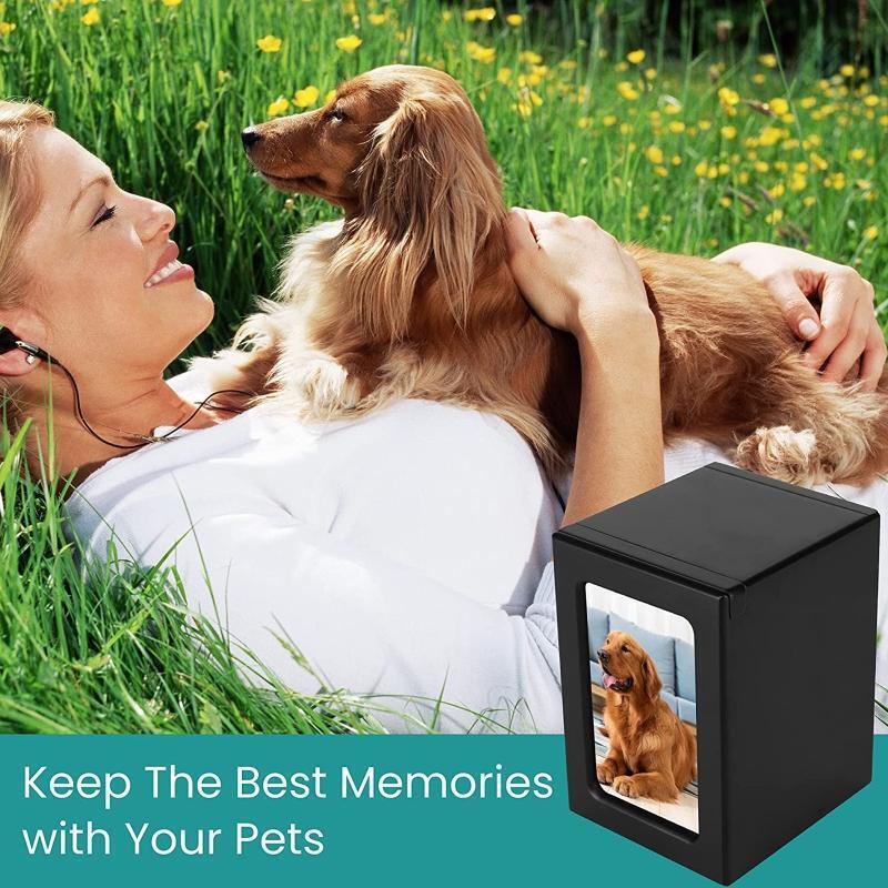 Pet Urn for Dogs or Cats Ashes Cremation Urns with Photo Frame Wood Memorial Box