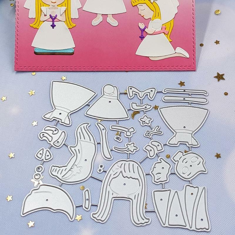 Long-haired Girls Metal Cutting Die Decorative Prayer Embossing Die Stencil