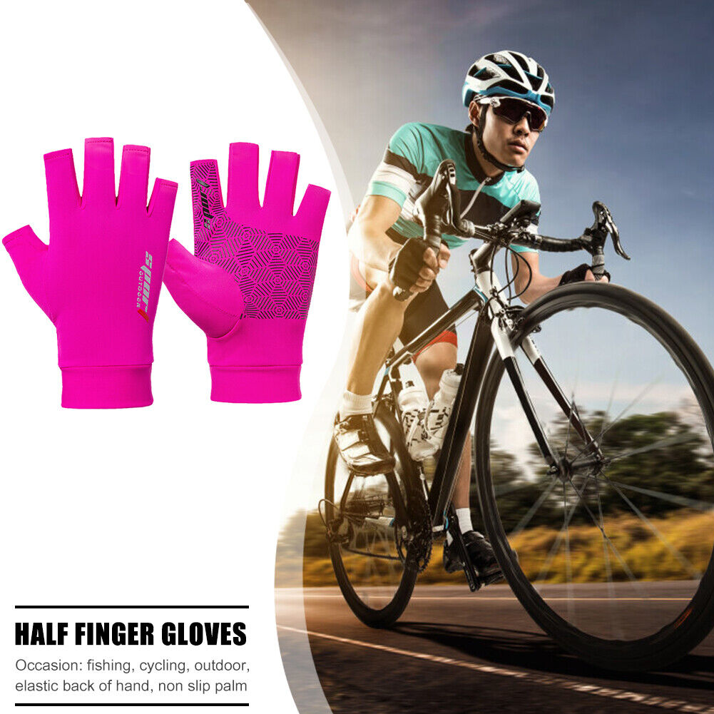 Summer Half Finger Gloves Breathable Anti-Slip Outdoor Sport Mitten (Pink)