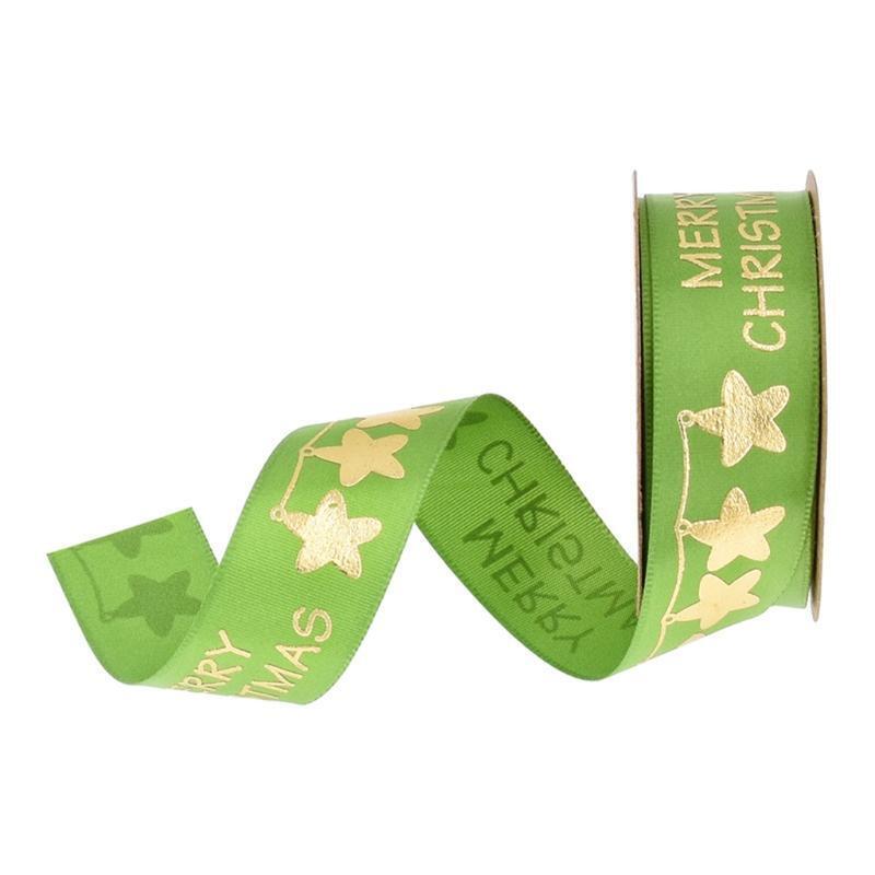 10/25mm Width Christmas Ribbon Green White Red Ribbon Printed Grosgrain Ribbons