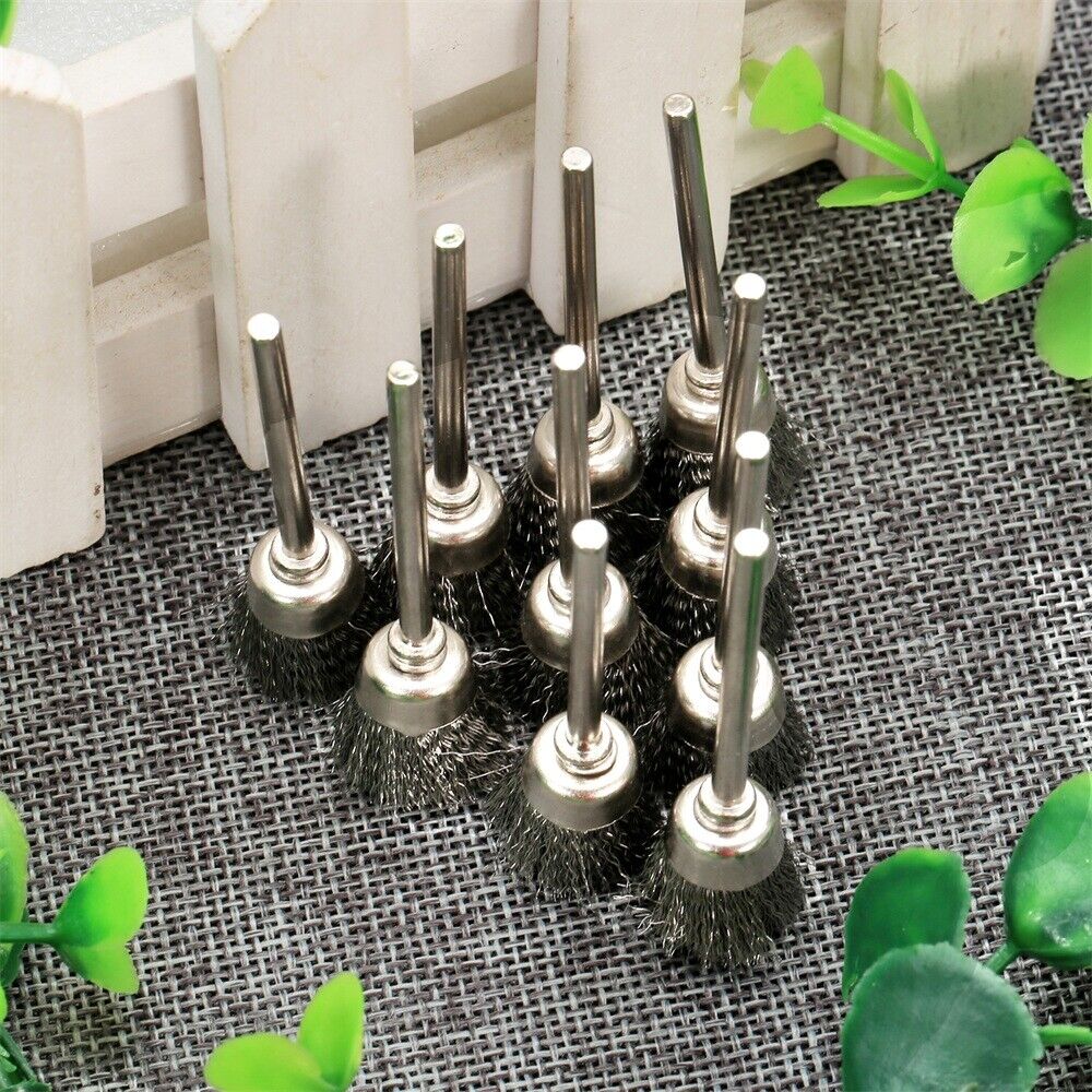 20pcs 15mm Steel Wire Cup Polishing Buffing Brushes Grinder Power Rotary Tools