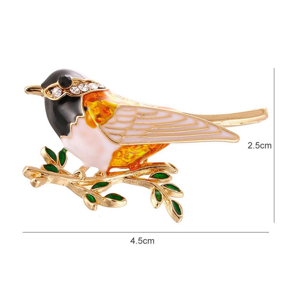 Rhinestone Enamel Oriole Bird Brooches Alloy Bird Branch Brooch Pins(1)