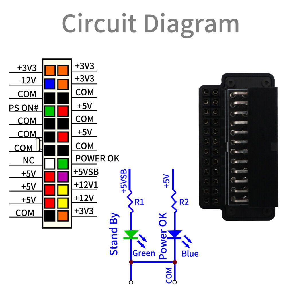 ATX 24-Pin Female to 24 Pin Male 90 Degree Adapter for Desktop Power Cable