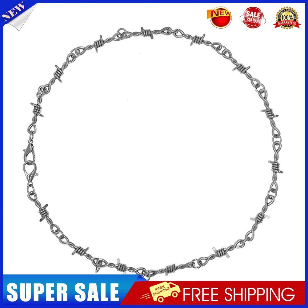 Barbed Wire Necklace Men Women Hip-Hop Punk Style Chain Choker Jewelry (1)