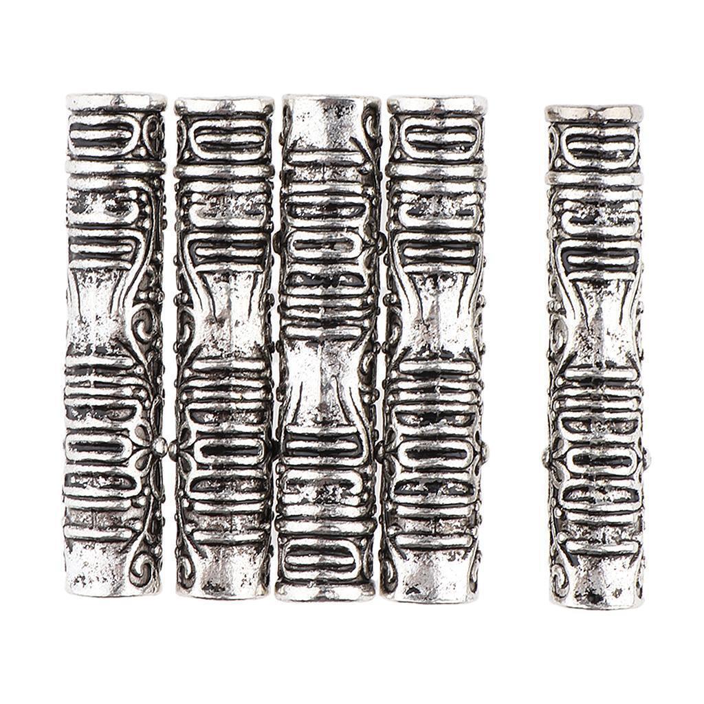 5x Long Hair Cuffs Alloy Dreadlock Beads For DIY Hairstyle Braids Ponytail