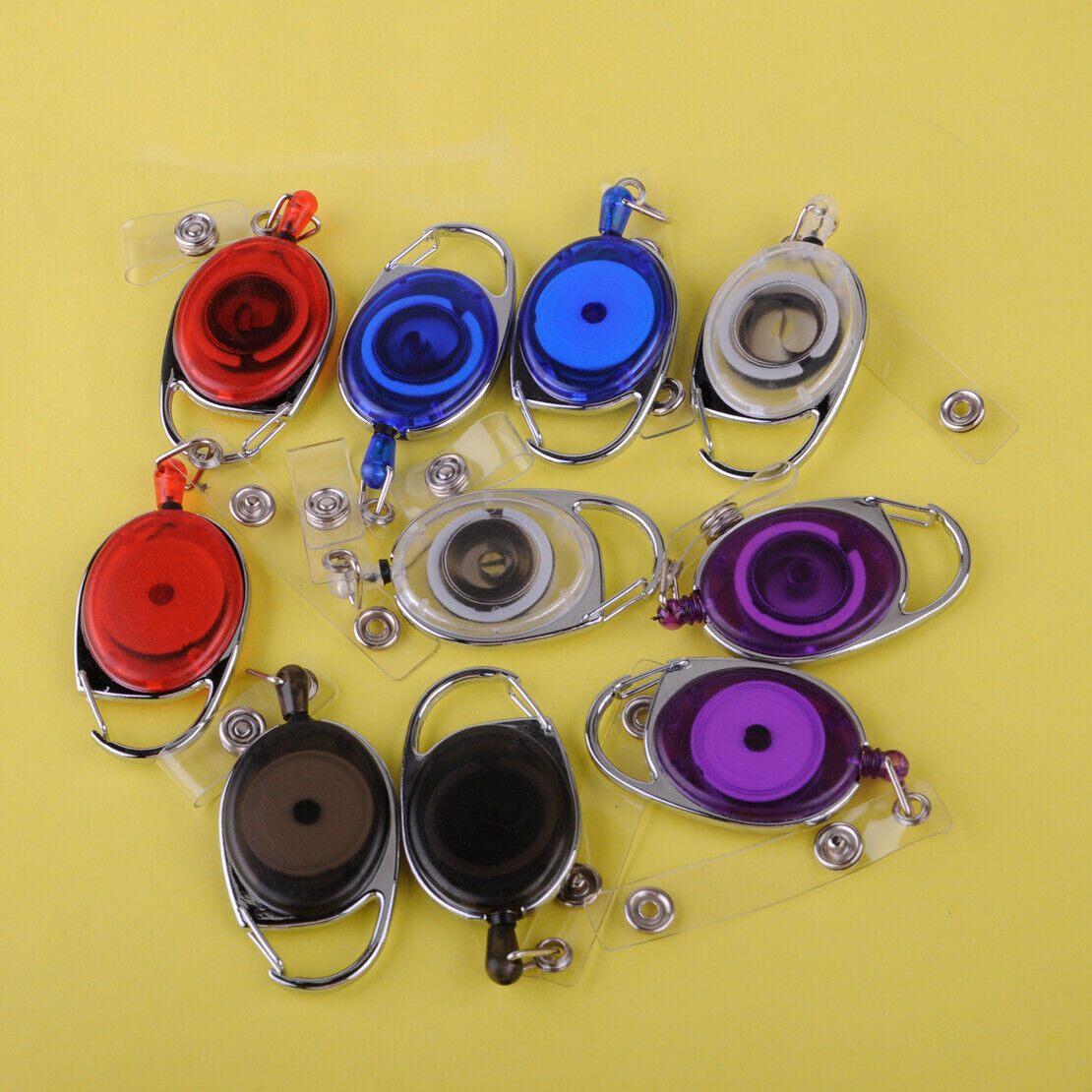 10x Retractable Carabiner Reel Pull Belt Key Card Badge Tag Clip Holder Strap Li