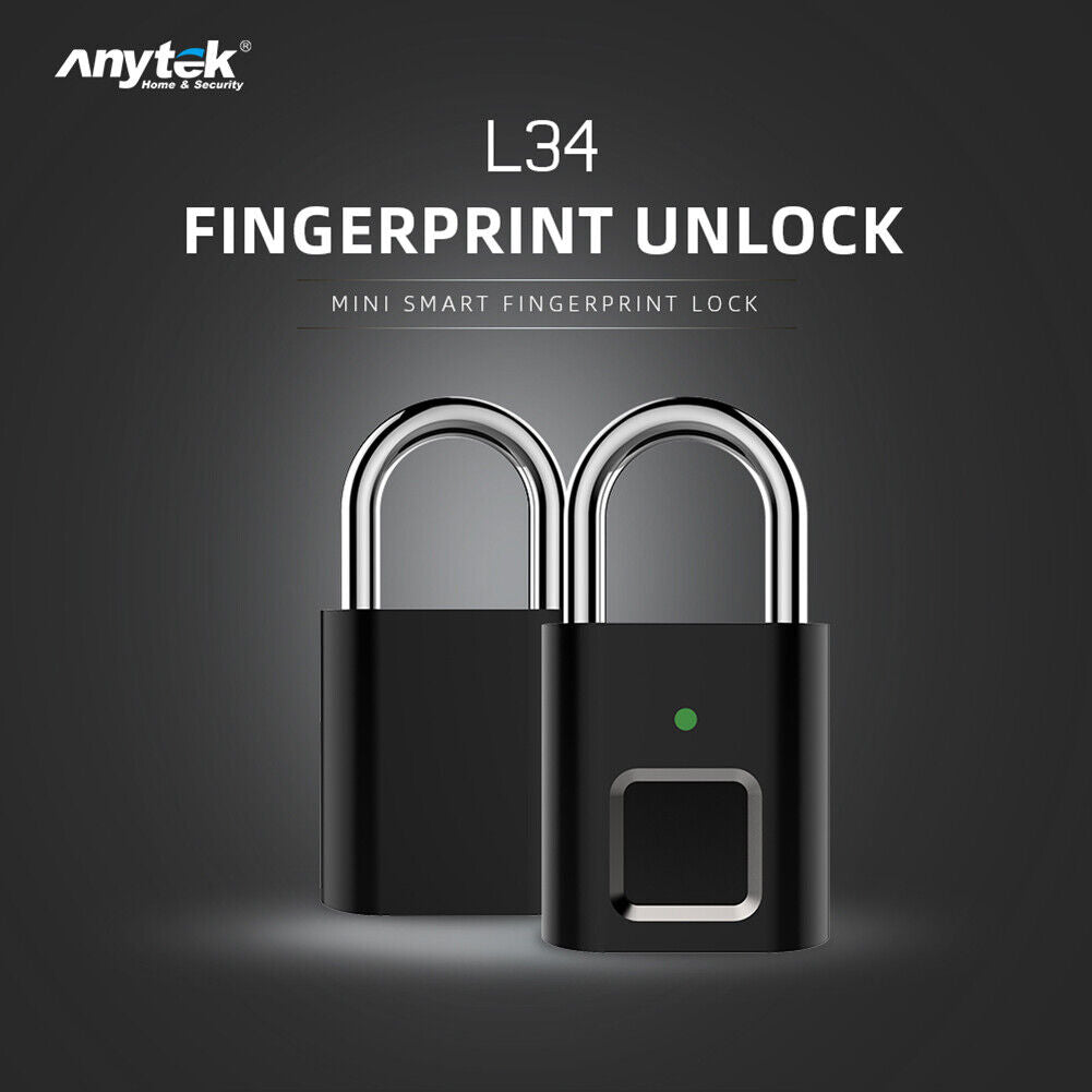 Anytek L34 Smart Fingerprint Padlock USB Rechargeable Door Suitcase Lock