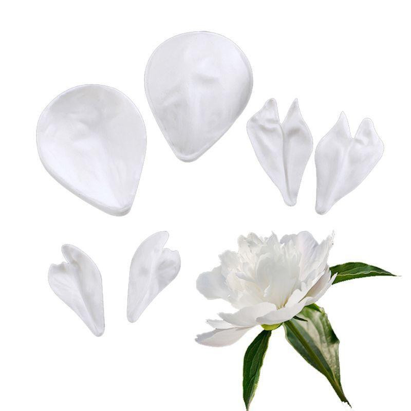9pcs/set Peony Petals Veiner Cutter Silicone Fondant Sugarcraft Mold Cake Decor