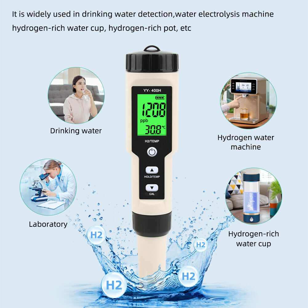 2 in 1 Waterproof Water Quality Monitor Tester Hydrogen Rich Water Detector