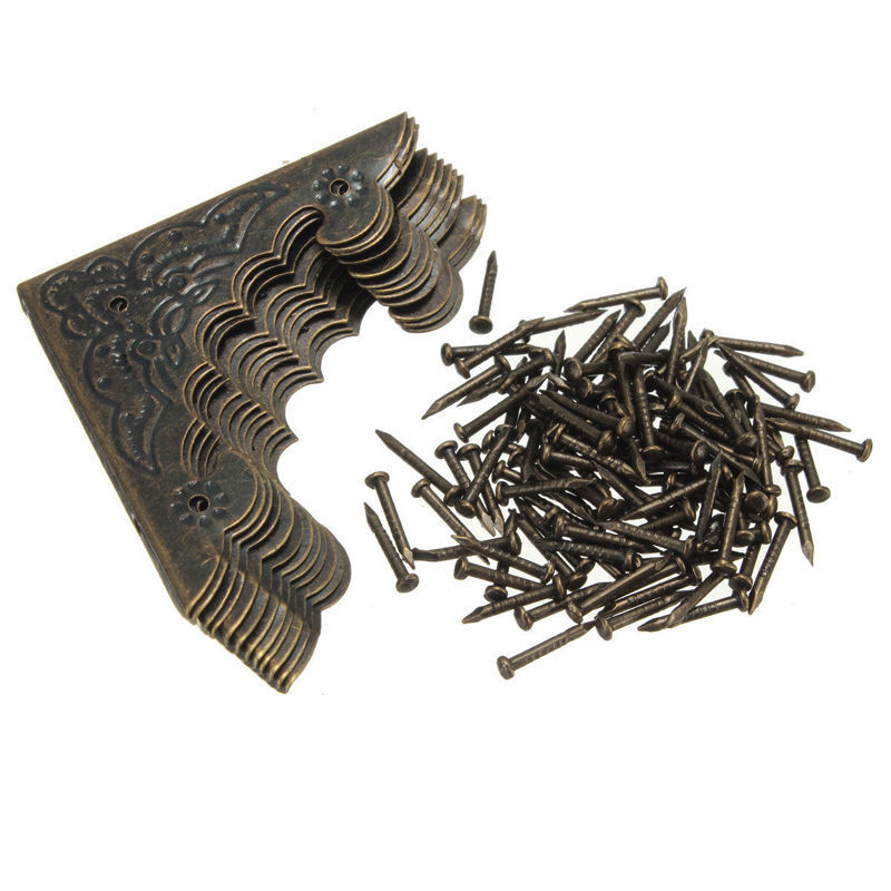 12Pcs Bronze Wood Case Gift Jewelry Box Feet Leg Decorative Corner Protector