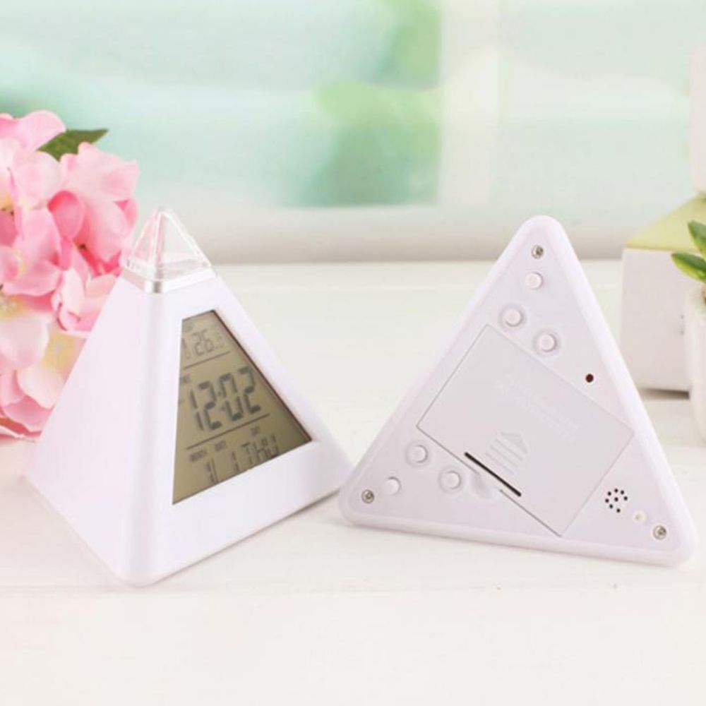 Creative Pyramid Alarm Clock Number Clock Bedside Clocks Thermometer Meter