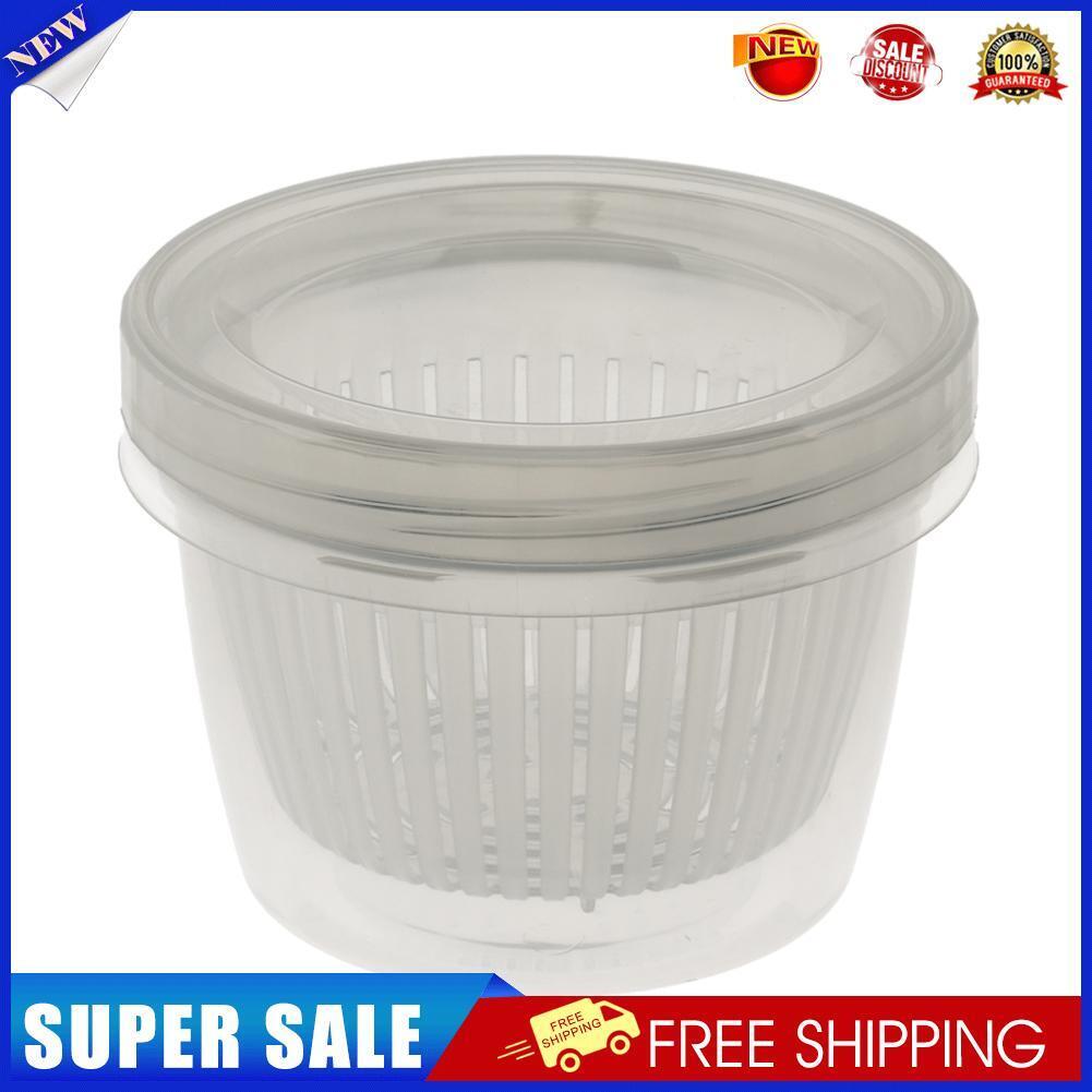 Round Drain Sealed Crisper Ginger Garlic Onion Food Fridge Storage Box Case