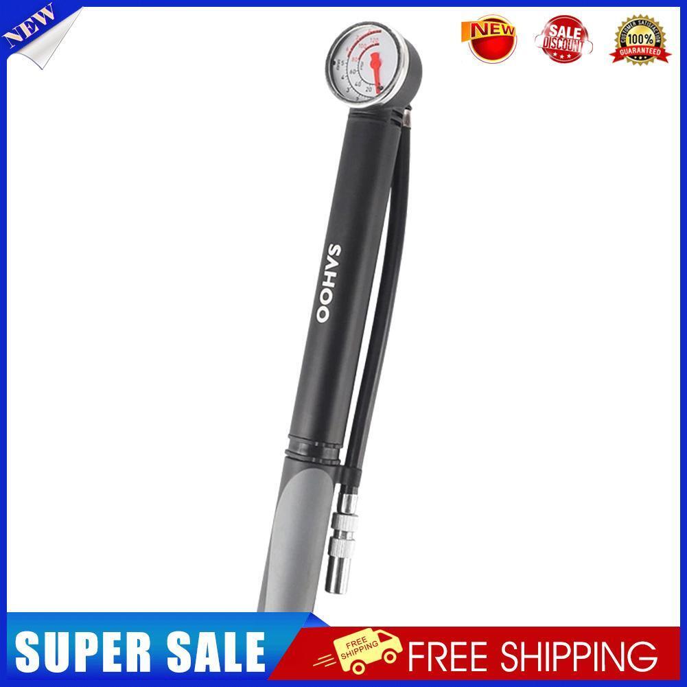 SAHOO 80PSI MTB Bike Pump Bicycle Tire Ball Air Inflator w/ Pressure Gauge