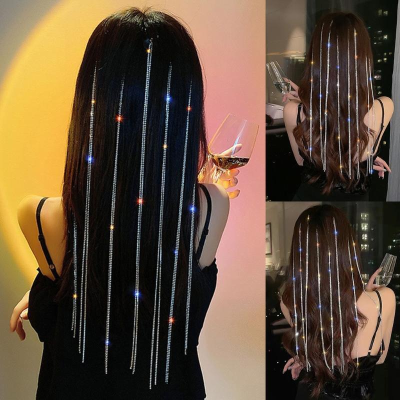 Multi Strand Crystal Tassel Chains Hair Extension Chain Hip-pop Hair Accessories
