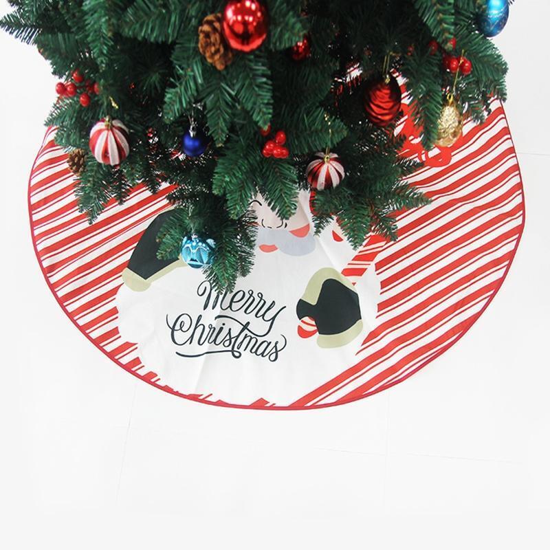 Christmas Tree Skirt Santa Print Pattern Xmas Tree Skirt Cover for Holiday Party