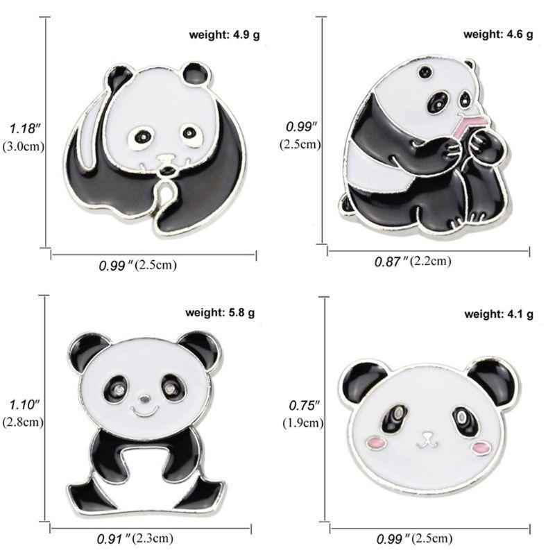 4Pcs Cute Panda Bear Enamel Lapel Pin Animal Pride Brooch Fashion Jewelry