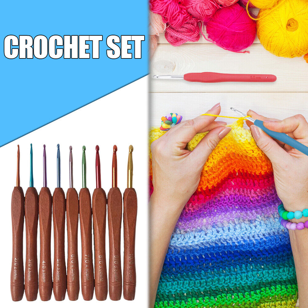Wooden Handle Colorful Crochet Needle Knitting Sweater DIY Crochet Hook (A)