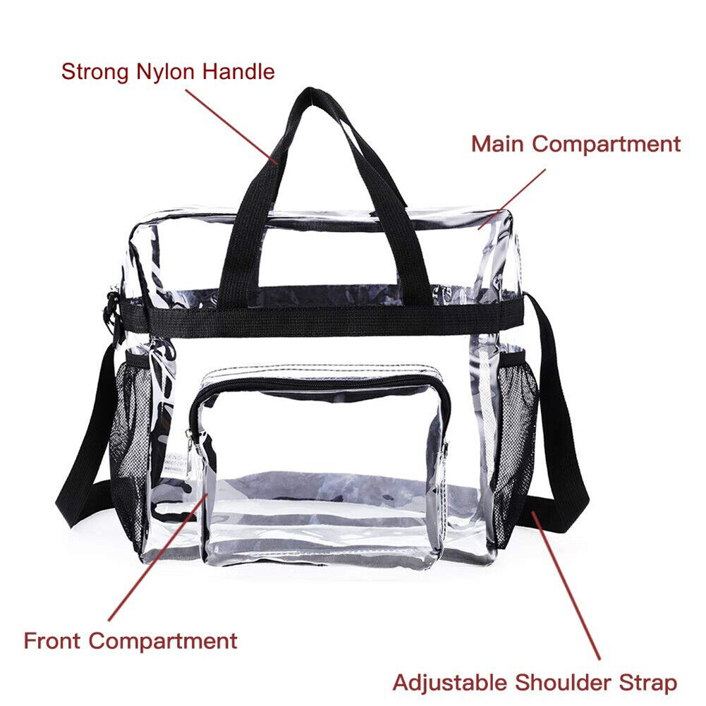 Fashion Clear Shoulder Bag Sports Fitness Stadium Large Handbags (Black)
