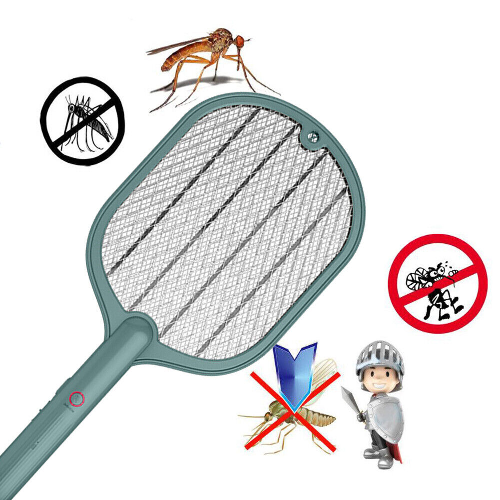 Electric Insect Swatter USB Rechargeable Led Light Mosquito Killer (Green)