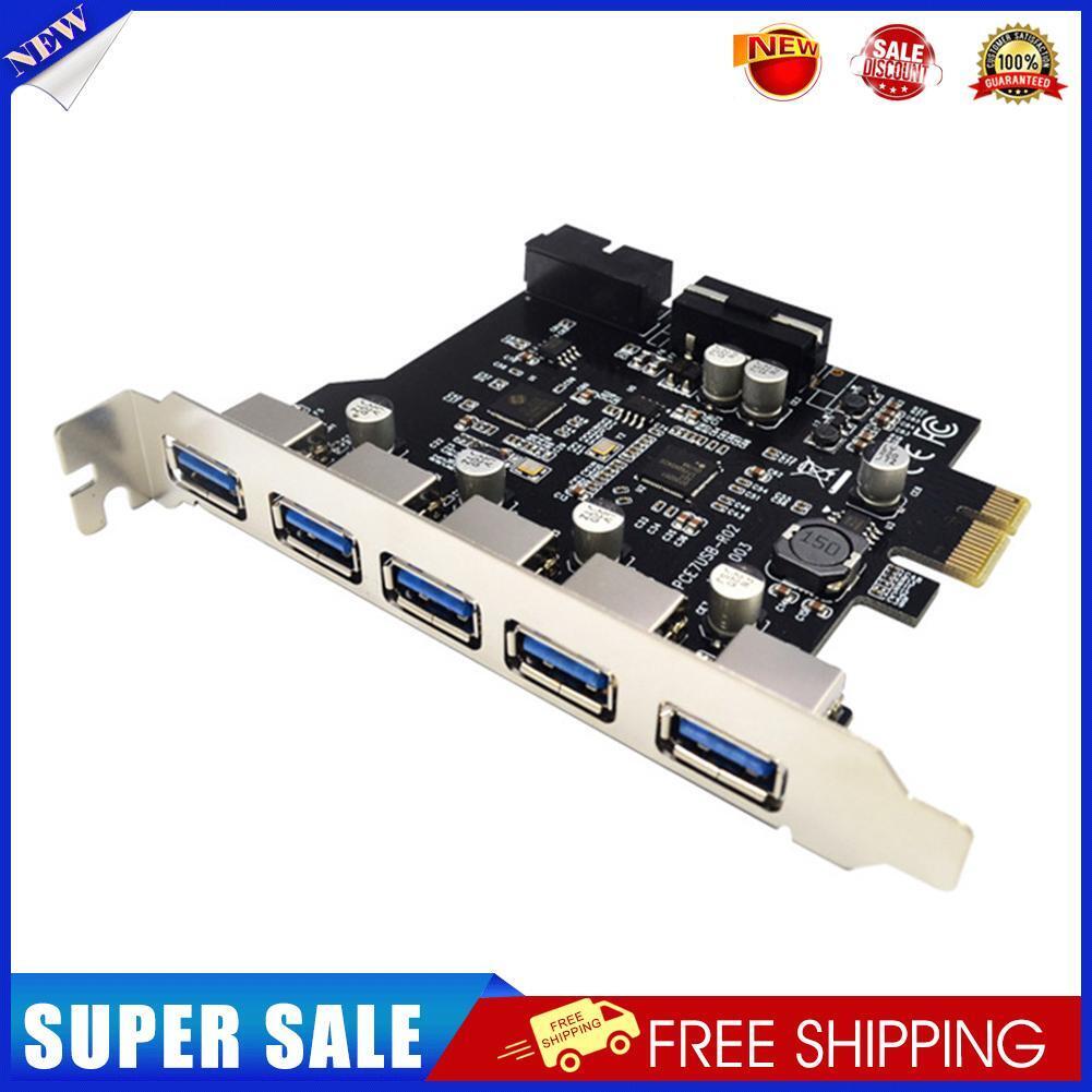 PCI-E Expansion Card for Desktop PC 5 Ports USB 3.0 HUB Adapter Extender