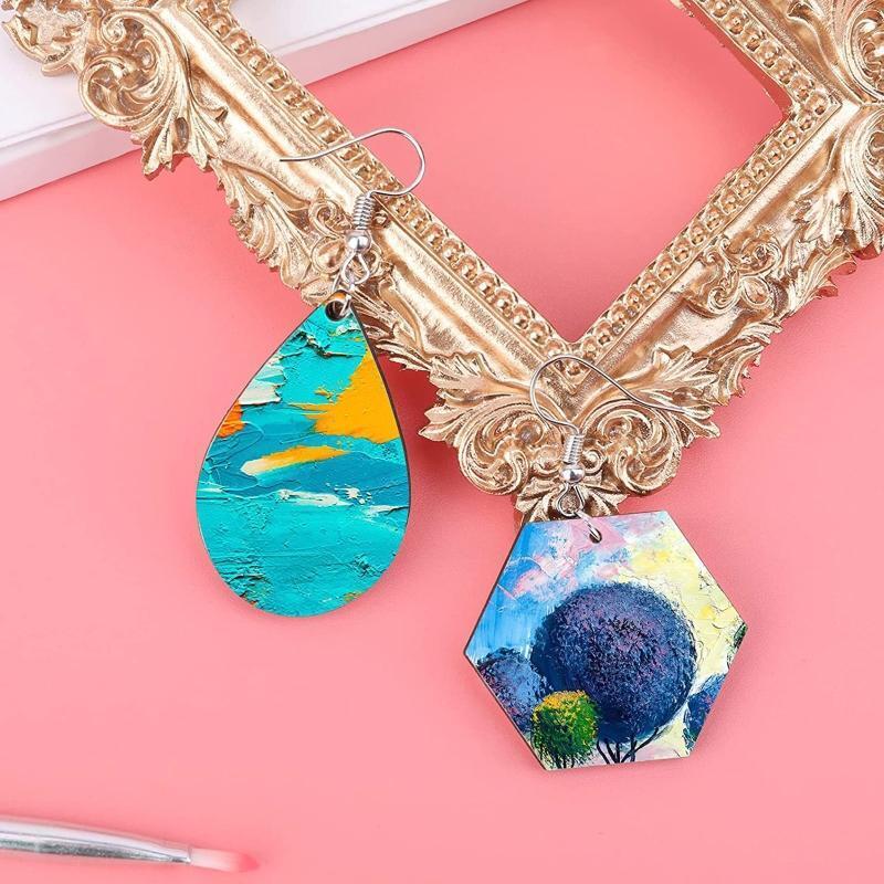 60Pieces Sublimation Blanks Products Earrings with Earring Hooks Jump Rings
