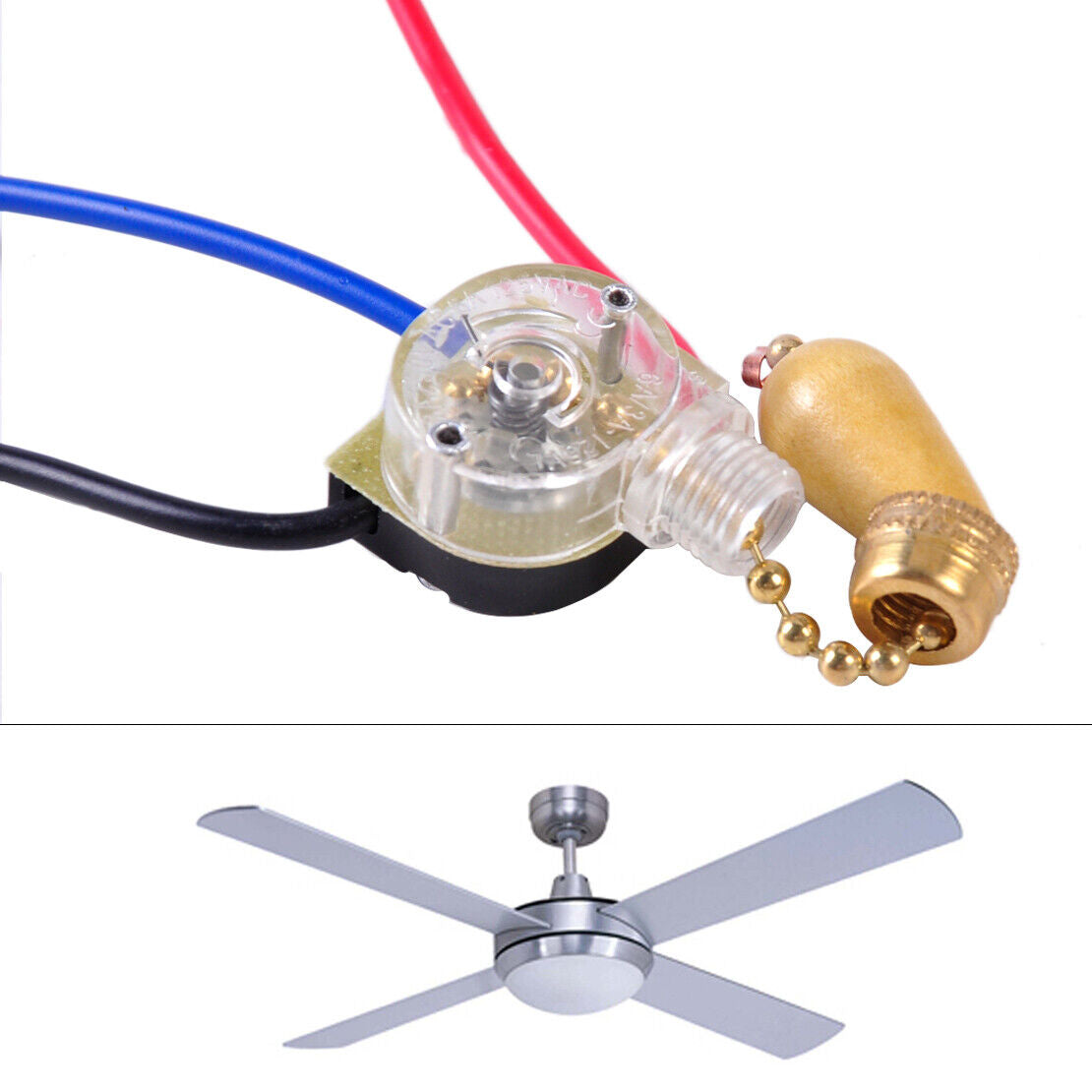On/Off Ceiling Fan Pull Chain Cord Switch Control Replacement Wall Light Lamp Li