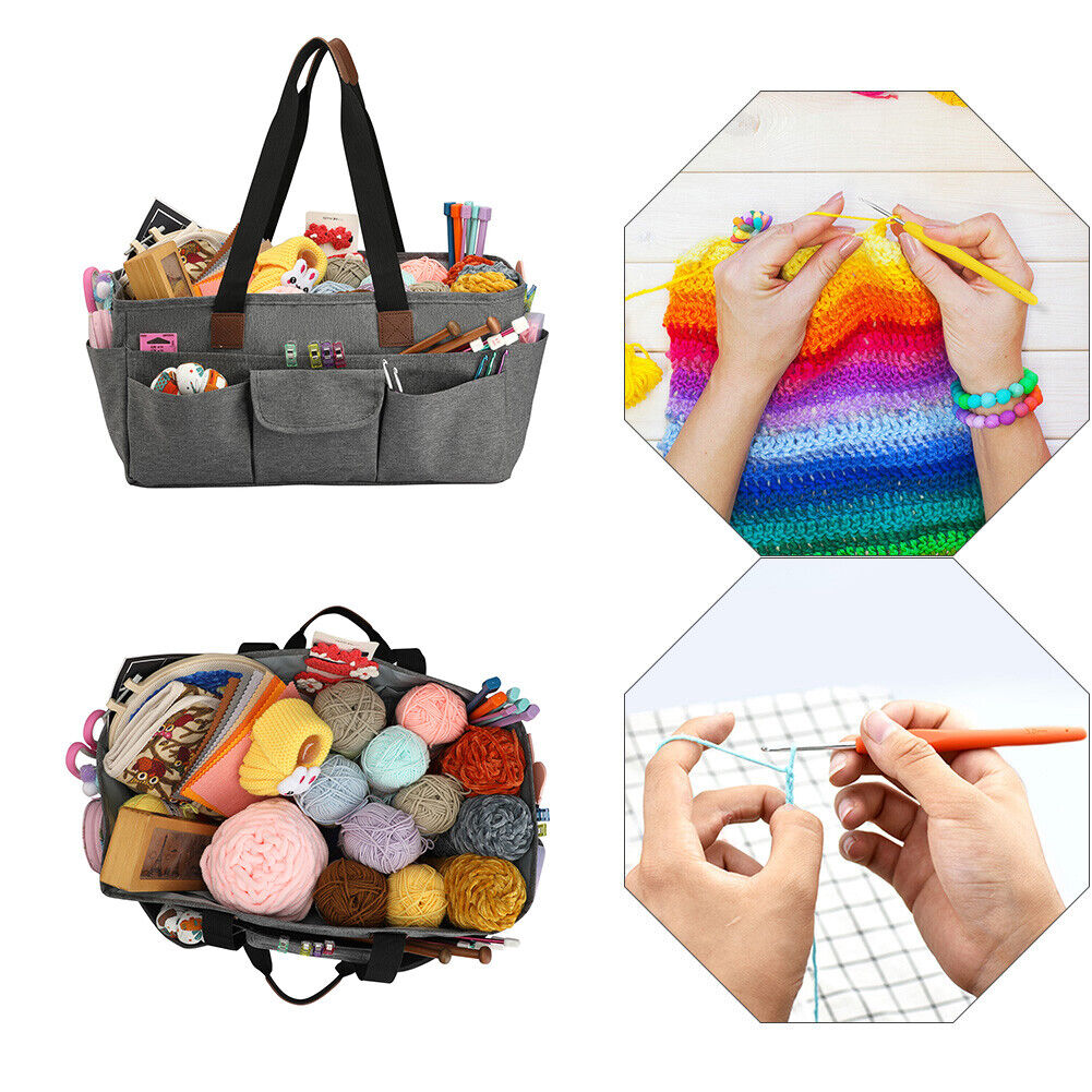Knitting Bag Organizer Yarn Storage Case Crochet Hook Needles Sewing Totes