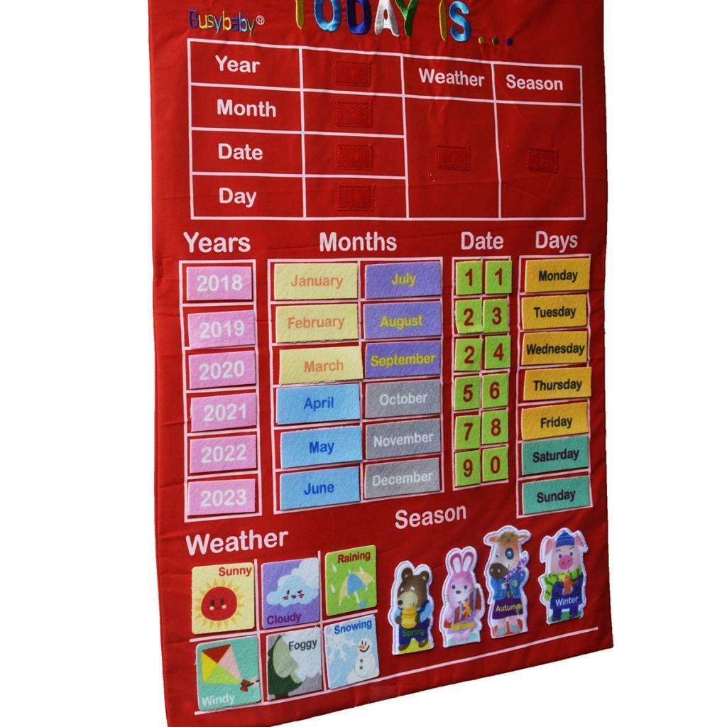 RED My Calendar Wall Hanging Great for Kids Learning Letter Days Daily Activity