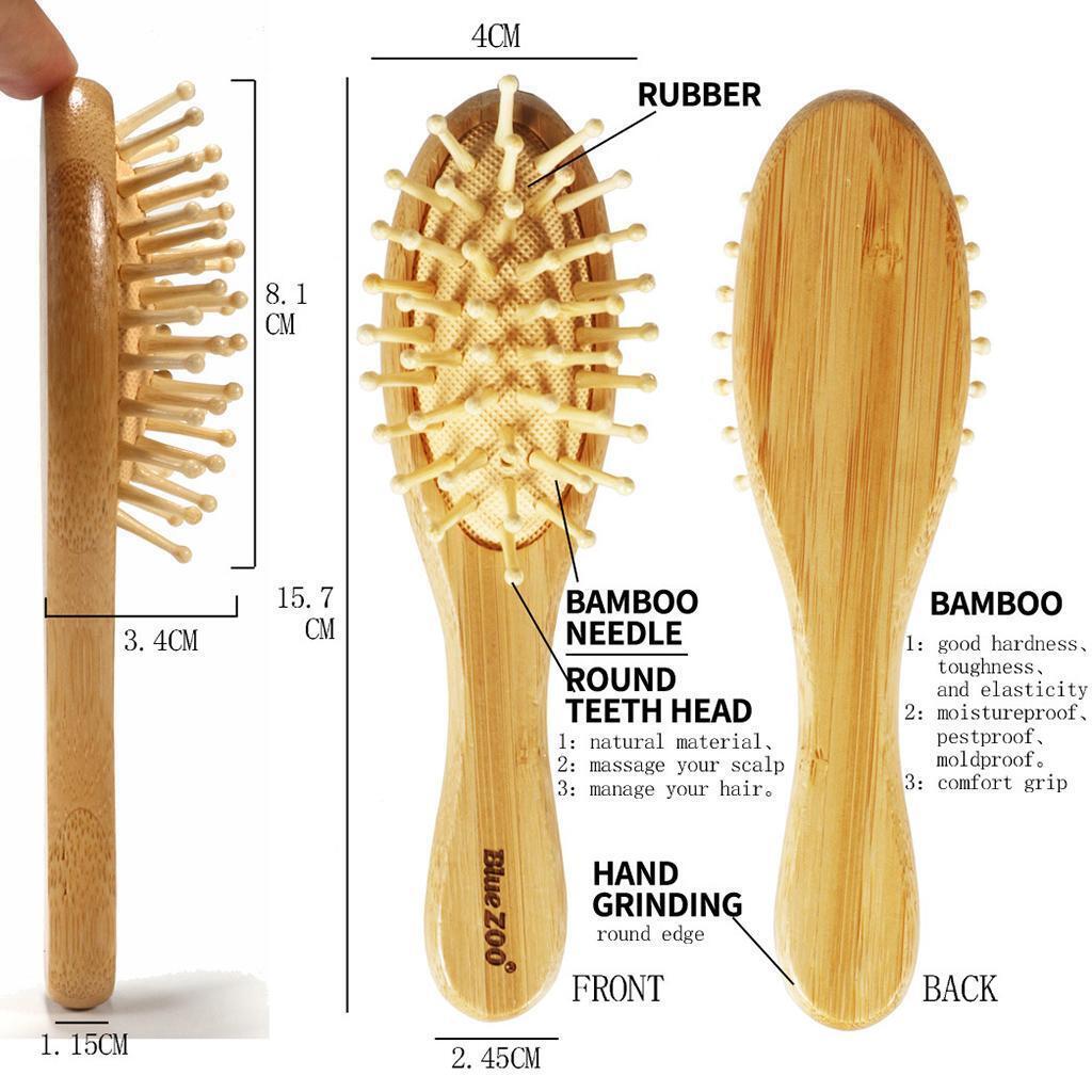 3pieces Antistatic Hair Brush - Curved Wood Spider Brush