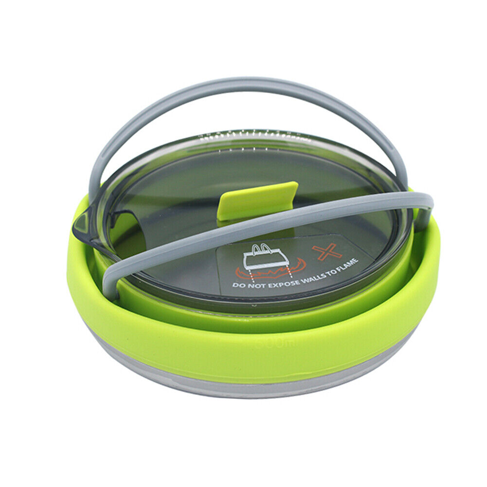 3pcs Silicone Folding Kettle Cup Set Portable Collapsible Tableware (Green)