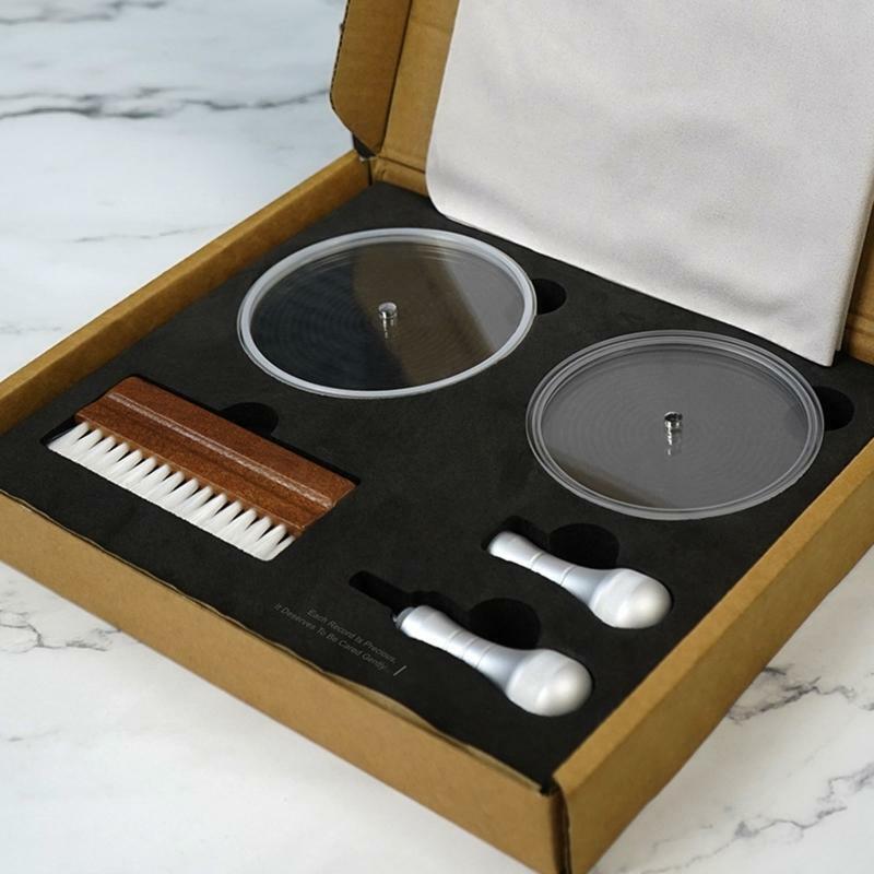 Vinyl Record Cleaner Clamp Record Label Saver Acrylic Cloth Clean Tools