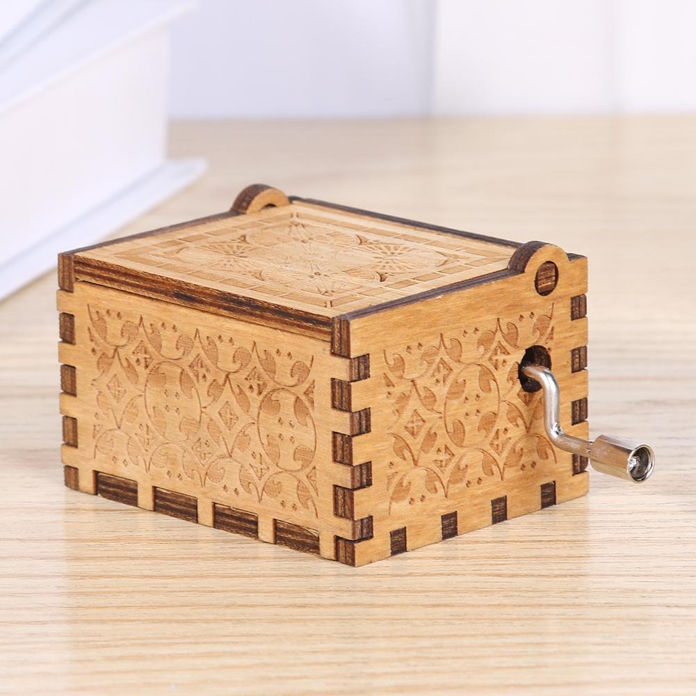 Handmade Wooden Carving Music Box Romantic Theme Birthday Decoration