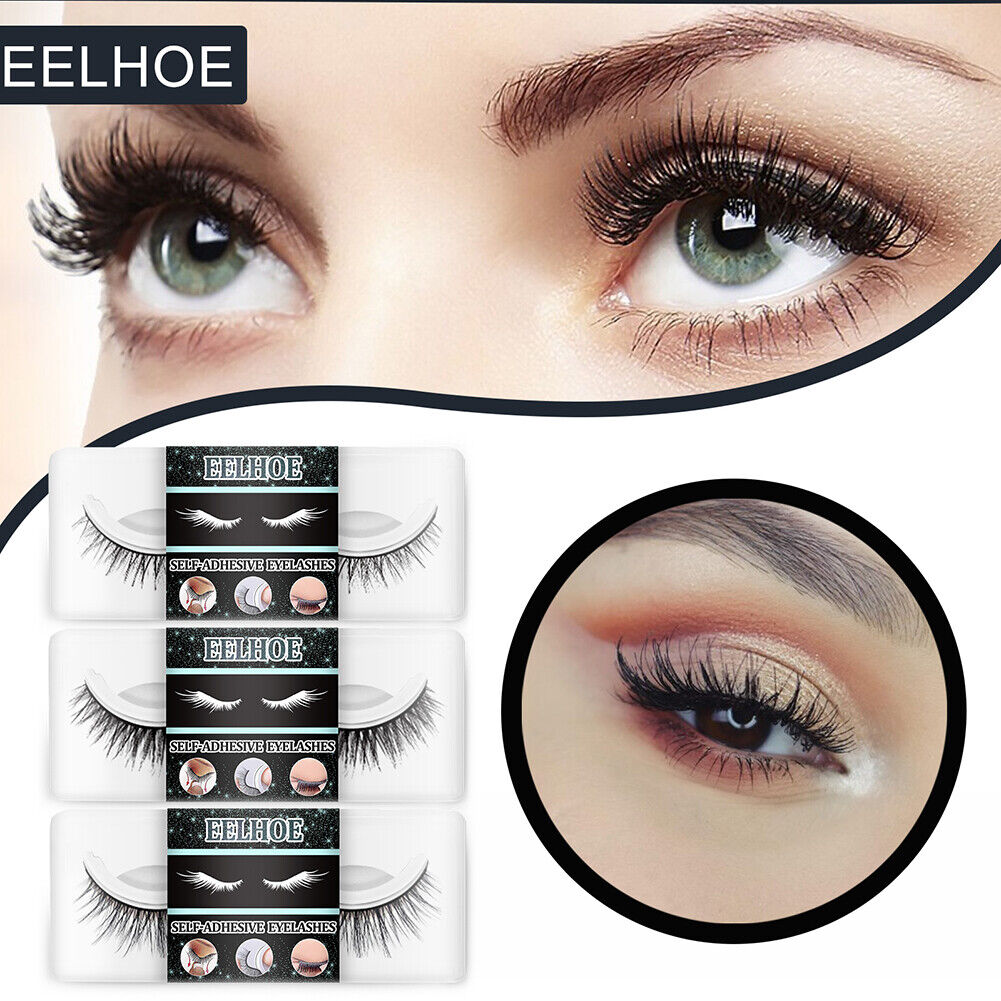 Reusable Self-Adhesive Curly Eyelashes Long Thick False Eyelashes (Natural)