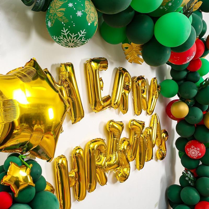 203pcs/set Merry Christmas Balloons Santa Claus Elk Tree Star Latex Foil Balloon
