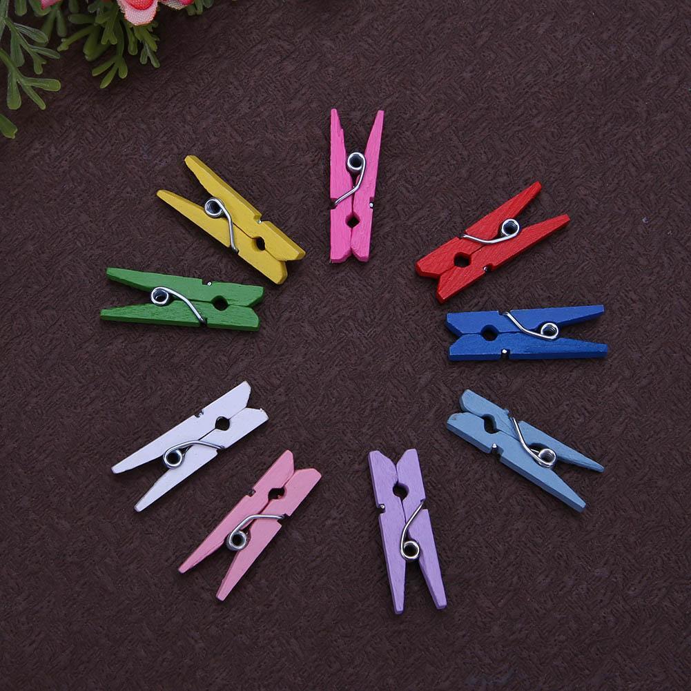 50pcs Mini Wooden Craft Pegs Clothes Paper Photo Hanging Spring Clips(1)